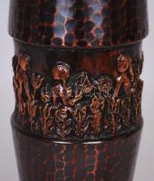 Iparművész réz váza domborműves díszítéssel / 
Copper vase with individual design, 25cm