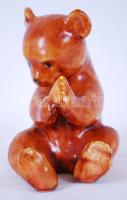 K jelzéssel, mézet evő medvebocs, kézzel festett, hibátlan/Handpainted ceramic bear figure 11×12×15 cm