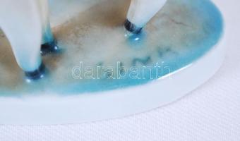 Zsolnay porcelán őz és gidája, jelzett, hibátlan/ Zsolnay chinaware figure 17×14 cm