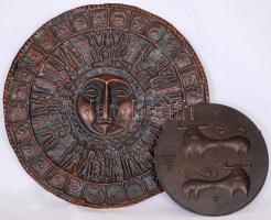 2db réz falidísz /  Copper plaques, d: 14/25cm