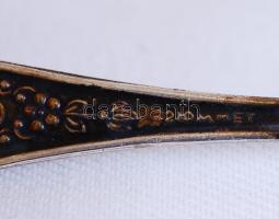 Ezüstözött mini fűszertartó üvegbetéttel és kanállal, jelzett /  Mini spice holders