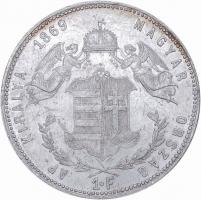 1869GYF 1Ft Ag "Angyalos címer" T:1-,2
Hungary 1869 1 Forint Ag "Coat of arms with An...