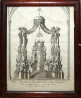 1781 Johann Philip Binder (rézmetsző): Mária Terézia síremlékterve, rézmetszet, üvegezett keretben, 46x37cm