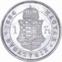 1884KB 1Ft Ag "Barokk címer" T:1,1-
Hungary 1884 1 Forint Ag "Coat of arms" Krem...