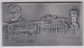 1980. "Landler Jenő Jármű Javító Üzem" fém szögletes plakett (54x100mm) dísztokban T:2