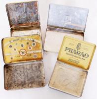 Fém cigarettás, szivarkás dobozok összesen: 4 db, Pharao, Pest, Dimitrino, Dames