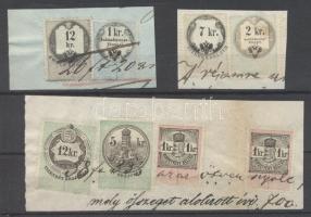 3 db kivágás okmánybélyeg és hirdetménybélyeg vegyes felhasználással