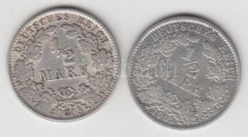 Német Birodalom 1905F-J 1/2M Ag (2x) T:3 German Empire 1905F-J 1/2 Mark Ag (2x) C:F