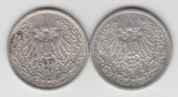 Német Birodalom 1905F-J 1/2M Ag (2x) T:3
German Empire 1905F-J 1/2 Mark Ag (2x) C:F