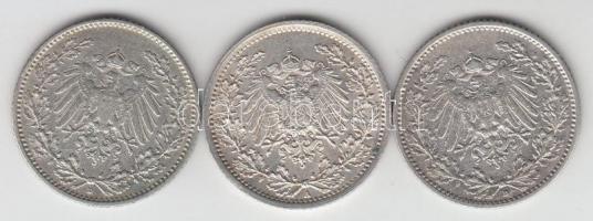 Német Birodalom 1909D-1913D-1915A 1/2M Ag (3x) T:3
German Empire 1909D-1913D-1915A 1/2 Mark Ag (3x) ...
