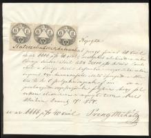 1858 Nyugta 3x 6fl okmánybélyeggel