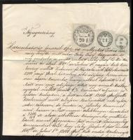 1861 Nyugta 50kr + 2fl + 20fl okmánybélyegekkel