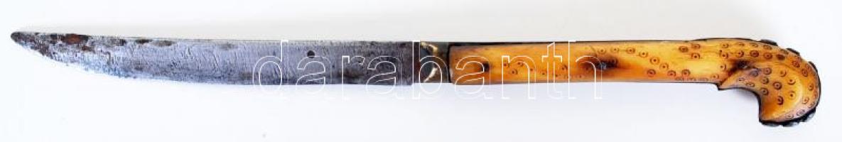 Antik kés, díszített nyéllel, h:23 cm