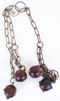 Fa golyók, fém betétekkel ,láncon lógatva ,párban