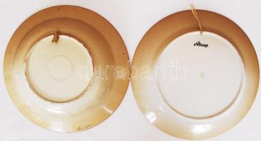 Kézzel festett mázas Bélapátfalva kerámia dísz tányér d:23 cm és egy Hollóházi "Nőnap" fel...