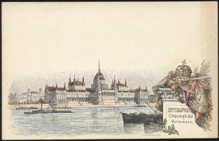 Budapest Országház Ezredéves Országos Kiállítás Reneszánsz udvar 2kr Ga. s: Morelli (levágott / cut)