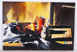 Novák András (1936-):Fények és árnyék. Olaj, farost, jelzett, 50×74 cm