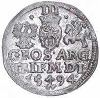 Lengyel Királyság / Vilnius 1594. 3Gr Ag "III. Zsigmond" (2.49g) T:2
Poland / Vilnius 1594...