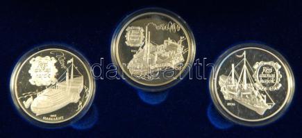 1993. 500Ft Ag "Régi dunai hajók - Árpád" + 1994. 500Ft Ag "Régi dunai hajók - Carolina" + 1995. 1000Ft Ag "Régi dunai hajók - Hableány" a három egy díszdobozban, tanúsítvánnyal T:PP