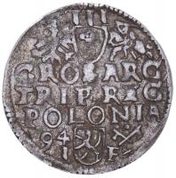 Lengyel Királyság / Poznan 1594. 3Gr Ag "III. Zsigmond" (2.47g) T:2-
Poland / Posen 1594. ...