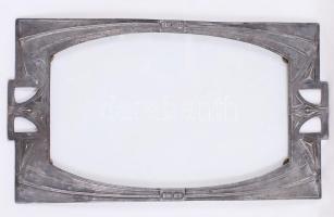 cca 1900-1914 Szecessziós ón és üveg tálca "A.K. & Cie" (Albert Köhler und Cie) jelzéssel /  Art nouveau tin and glass tray marked "A.K. & Cie", 38x21,5cm