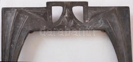 cca 1900-1914 Szecessziós ón és üveg tálca "A.K. & Cie" (Albert Köhler und Cie) jelzés...