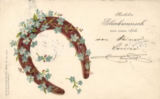 1899 New Year floral greeting card litho