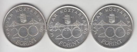 1993. 200Ft Ag "MNB" (3x) T:2