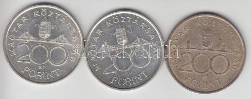 1993. 200Ft Ag "MNB" (3x) T:2,3
