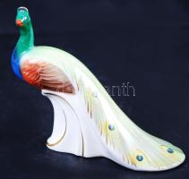Drasche Páva, kézzel festett, jelzett, hibátlan, m:10 cm, h:12 cm