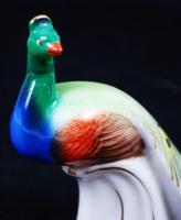 Drasche Páva, kézzel festett, jelzett, hibátlan, m:10 cm, h:12 cm