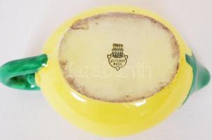 cca 1925-1950 Citrom formájú kézzel festett pajzspecsétes Zsolnay porcelán kiöntő / 
Hand painted Zs...