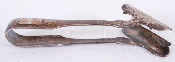 cca 1900 Jelzett ezüstözött szivarfogó monogrammal / 
Silver plated cigar tongs, 11cm