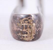 cca 1900 Jelzett ezüstözött szivarfogó monogrammal / 
Silver plated cigar tongs, 11cm