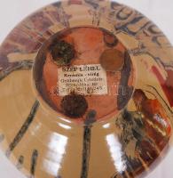 Szép Lehel: egyedi színkeverésű, fodros szájú kerámia váza 25cm-es magassággal, hibátlan állapotban