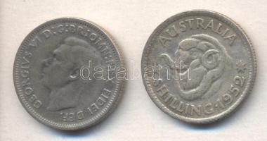 Ausztrália 1952. 1Sh Ag (2x) T:2-,3 Australia 1952. 1 Shilling Ag (2x) C:VF,F