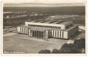 1936 Képeslap a berlini olimpiáról magyar olimpikonok saját kezű aláírásaival Kuti Jenő, Kálmán Józs...