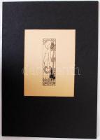 1909 Kozma Lajos (1884-1948): "Ez a könyv László Jenőé" ex libris  cinkográfia paszpartuban 22x30cm
