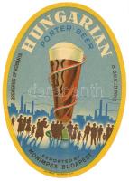 cca 1940 Hungarian Porter beer nagyméretű sörcimke / beer label 23 cm