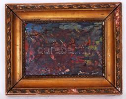 Simon Fort: Cím nélkül, olaj, karton, jelzett, régi sérült keretben, 20×27 cm