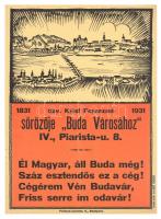 1931 Budapest V. Söröző reklámos kisplakát 18x24 cm