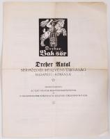 1924 Dreher sörgyárak sörértékesítési verseny kiírása díjtáblázata 4p. 23x30 cm
