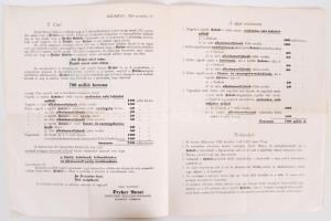 1924 Dreher sörgyárak sörértékesítési verseny kiírása díjtáblázata 4p. 23x30 cm