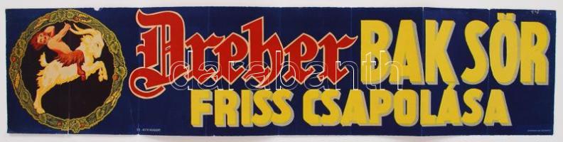 cca 1930 Dreher Bak sör litho reklámplakát / beer commercial litho 20x84 cm