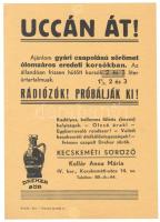 cca 1930 Budapest V. Kecskeméti söröző reklámplakát 14x20 cm