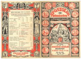 cca 1930 Budapest V. Apostolok söröző dekoratív  étlap és házirend 27x20 cm