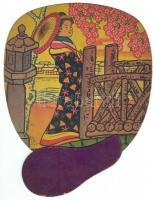 cca 1930 Budapest V. Apostolok söröző reklám-legyező / Beer commercial fan 20x12 cm