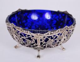 1886 után Puttókkal és növényi ornamentikával díszített áttört antik ezüst (Ag) kínáló 800-as tiszta...