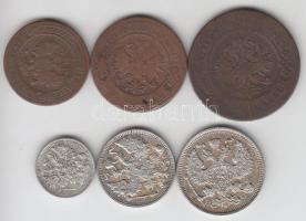 Oroszország 1878. 2k + 1898. 3k + 1900. 1k + 1911. 5k Ag + 1913. 15k Ag + 1914. 20k Ag T:2,2-3
Russi...