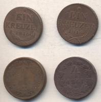Ausztria/magyar verdejel 1816B 1Kr + 1816S 1Kr + Ausztria 1816A 1Kr + 1868KB 4 Kr T:3